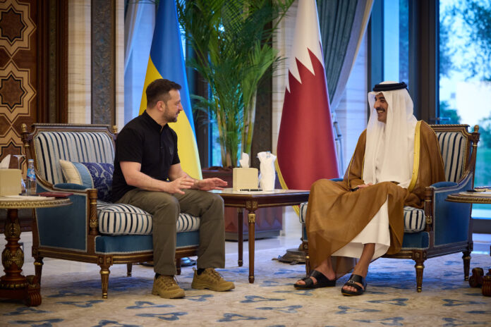 H.H. Sheikh Tamim bin Hamad Al Thani and Volodymyr Zelenskyy